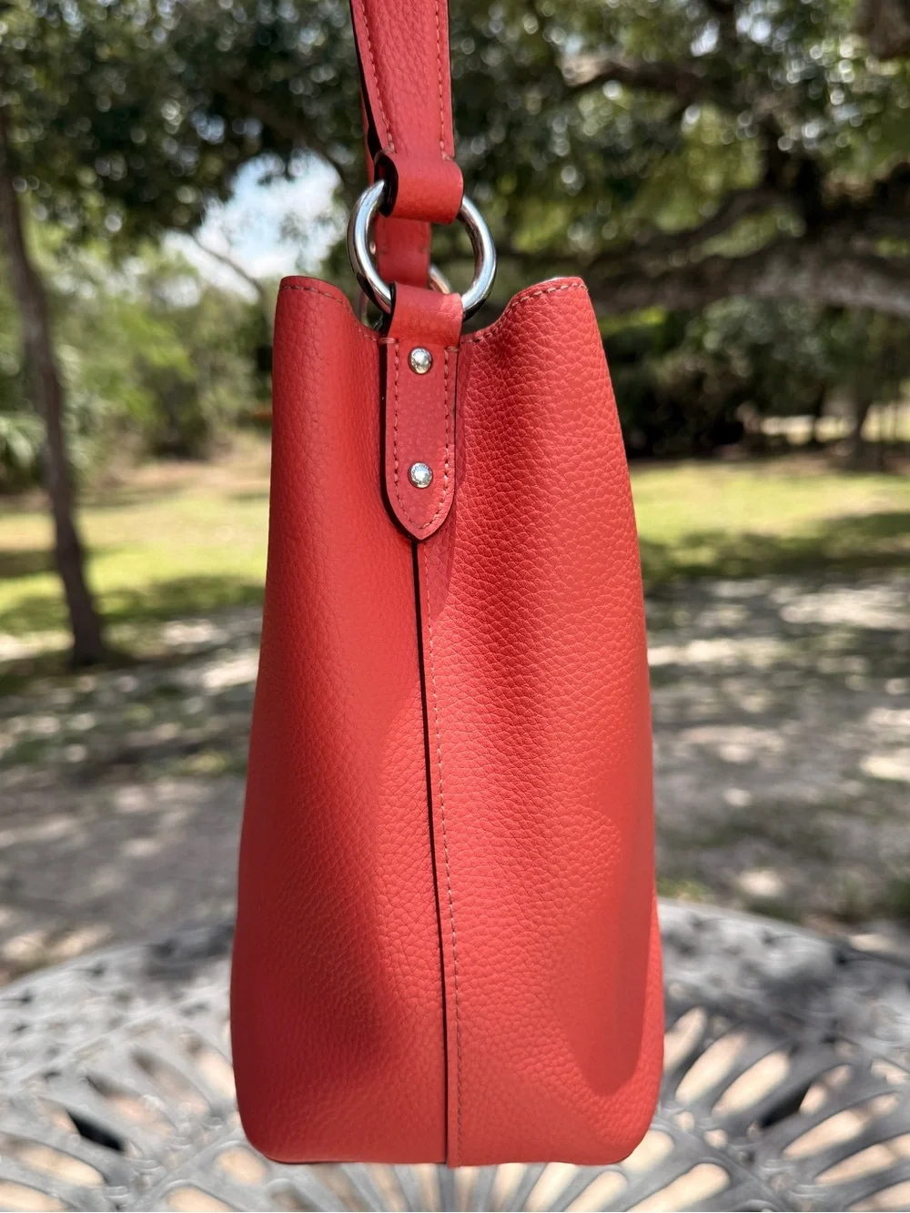 COACH Small Town Bucket Bag Leather Coral Pink 1011